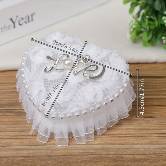 1pc Ring Box, European Style White Flower Children With Diamond. Mini Ring Pillow, White Simulated Flower Decoration, Love Jewelry Box, Display Box, Valentine's Day Proposal Gift Box, Storage Box Bee's to Find
