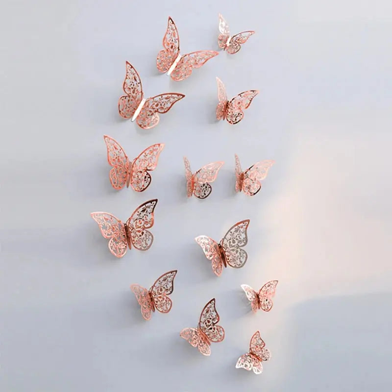 12Pcs Fashion 3D Hollow Butterfly Creative Wall Sticker For DIY Wall Stickers Modern Wall Art Home Decorations DIY Gift