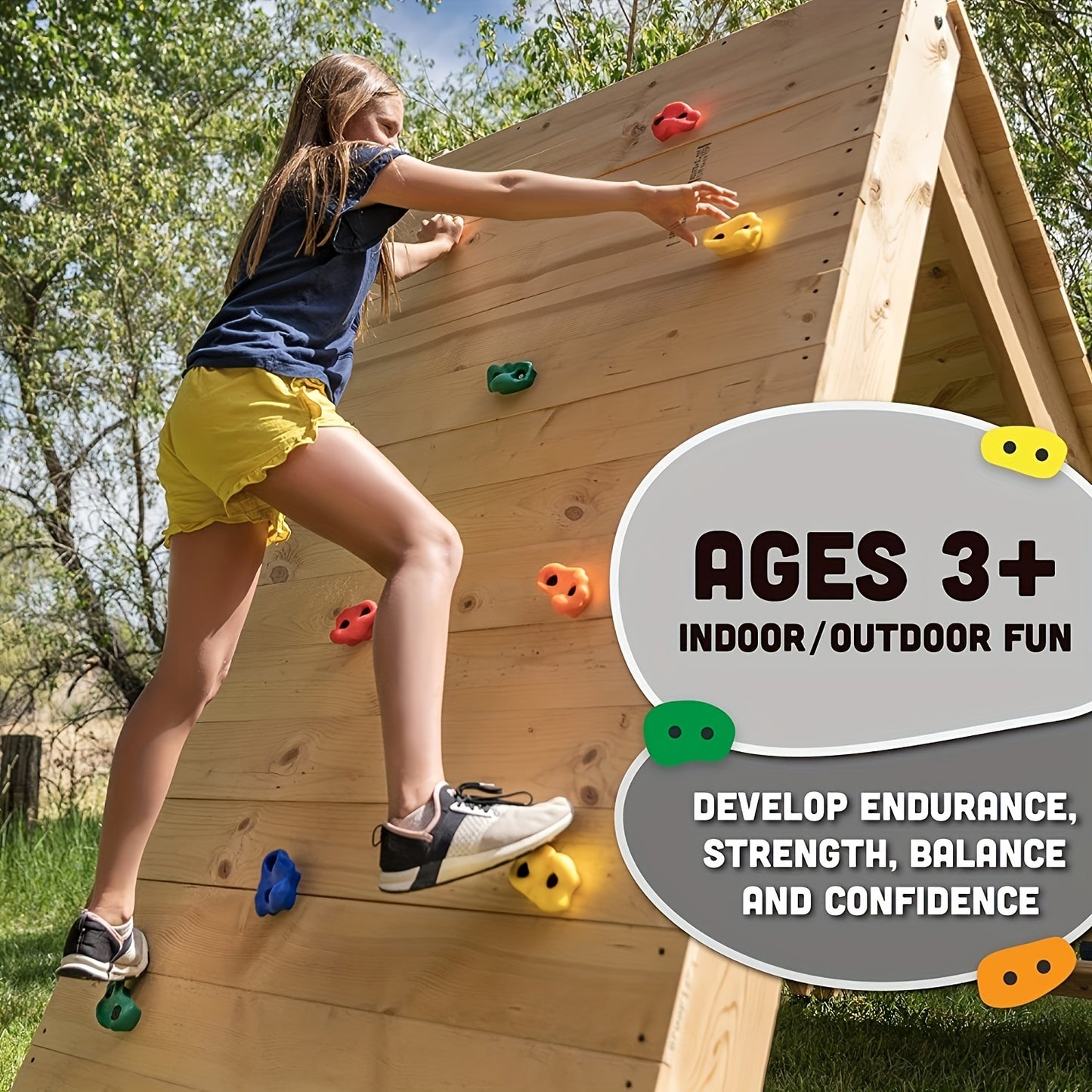 15pcs/set Durable Rock Climbing Holds with Mounting Hardware for Indoor and Outdoor Playgrounds - Enhance Strength, Balance, and Coordination Bee's to Find