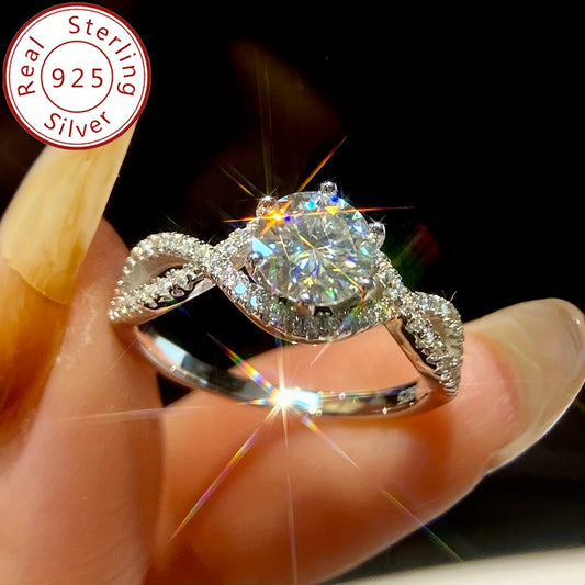 Stunning 1ct Moissanite Engagement Ring in 925 Sterling Silver - Perfect Promise Ring and Jewelry Accessory Bee's to Find