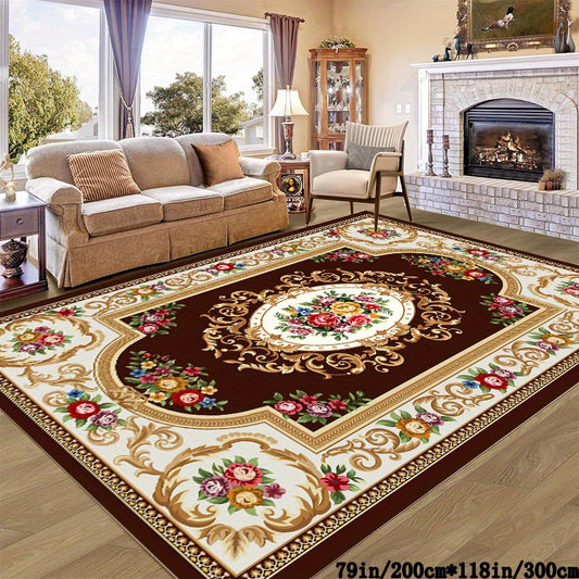 1pc Crystal Velvet European Style Rich And Noble Flower Pattern Carpet, Suitable For Sofa, Coffee Table, Balcony, Etc Easy To Clean And Not Shedding, Suitable For Flower Shops, Clothing Stores, Shopping Malls, Hotels, Eid Al-Adha Mubarak Bee's to Find