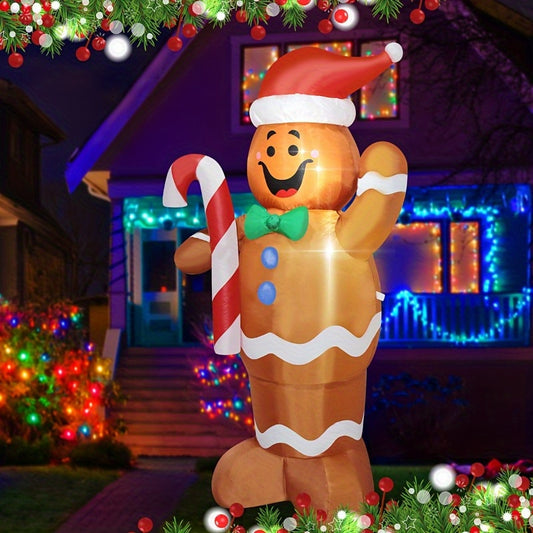 1 Piece Christmas Inflatable Toy - Gingerbread Man, Illuminated Patio Decorations - Indoor/Outdoor Weatherproof, Festive Scene Enhancer, Perfect for Home, Office, Party Bee's to Find