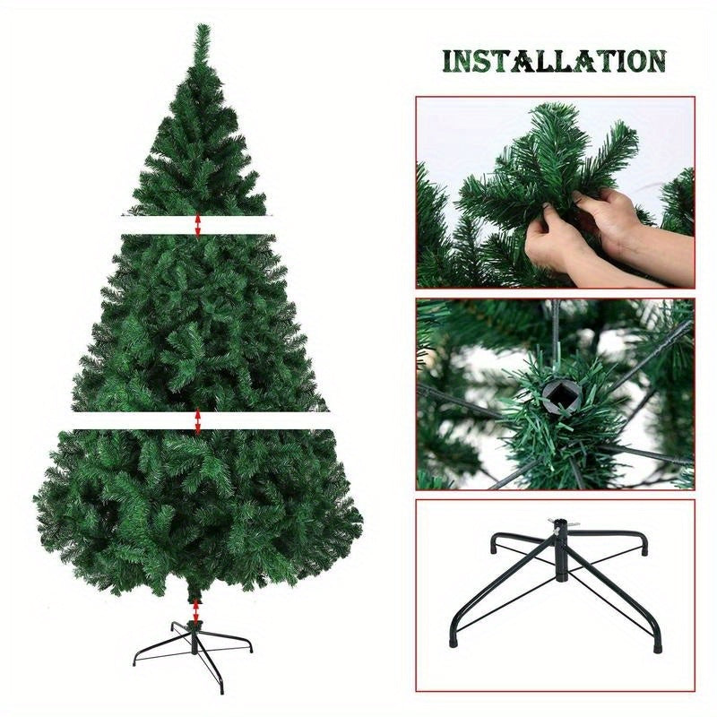 1pc 6ft Premium Spruce Artificial Christmas Tree With Metal Stand, Easy Assembly, Indoor Festive Holiday Decor, Green Vinyl & Mixed Materials Bee's to Find