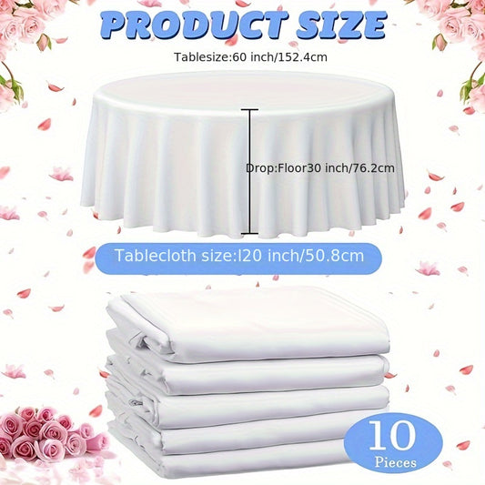 10 Pcs Round Tablecloth Bulk Washable Polyester Table Cloth Wrinkle Resistant Stain Proof Table Cover for Wedding Reception Restaurant Banquet Dining Table Buffet Party (White, 120 Inch) Bee's to Find