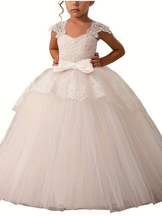 Stunning Solid Mesh Princess Dress for Girls - Perfect for Parties and Performances Bee's to Find