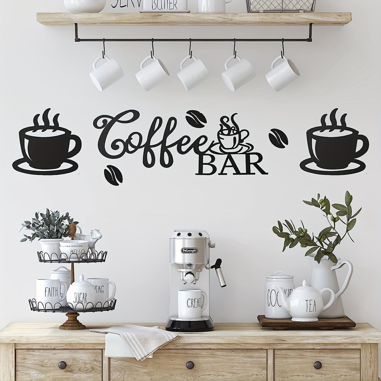 1pc Coffee Bars Acrylic Signature, Coffee Bar Wall Decoration Coffee Bar Acrylic Coffee Bar Wall Art Home Office Kitchen (Coffee Bar, Bean And Cup Style) Bee's to Find