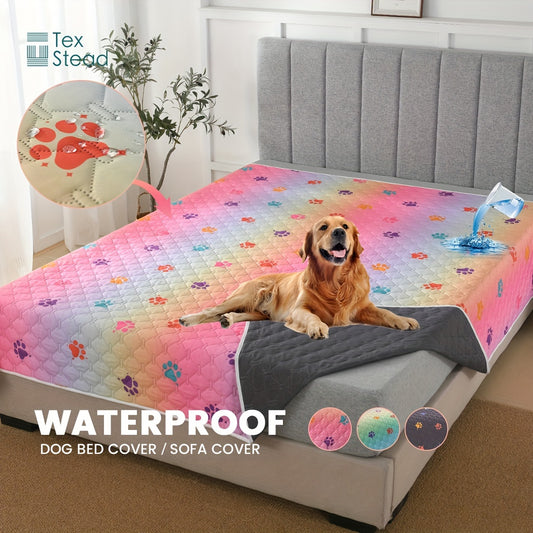 Waterproof Dog Bed Cover Reversible Changing Pad Reusable Camping Mat For Dog, Washable Geometric Embroidery Blanket Rainbow Dog Paw Bee's to Find