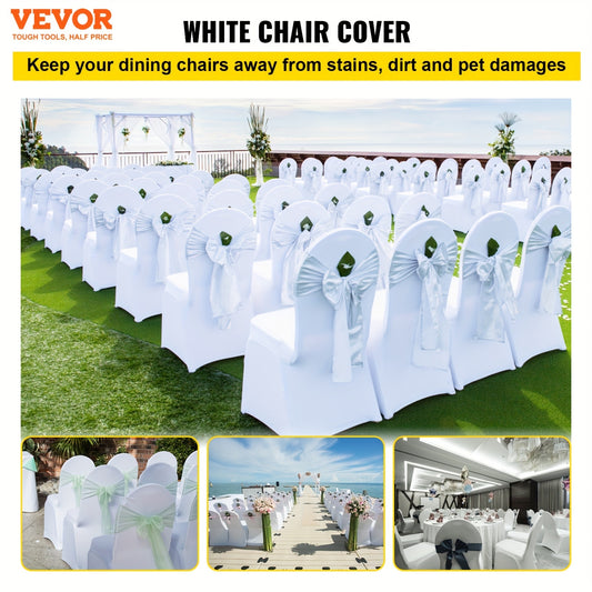 VEVOR 100 Pcs White Chair Covers Polyester Spandex Chair Cover for Party Wedding Banque Chair Covers, Arched-Front Chair Cover Bee's to Find