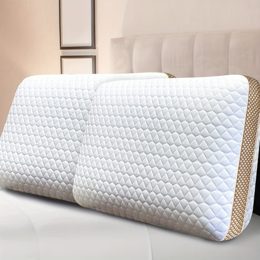 1 pcs/2 pcs Gel Memory Foam Pillow Standard/Queen Size Medium Firm Pillow for Sleeping, Orthopedic Bed Pillows for Stomach Back or Side Sleepers, Ventilated Design Cooling Gel with Washable Cover Bee's to Find