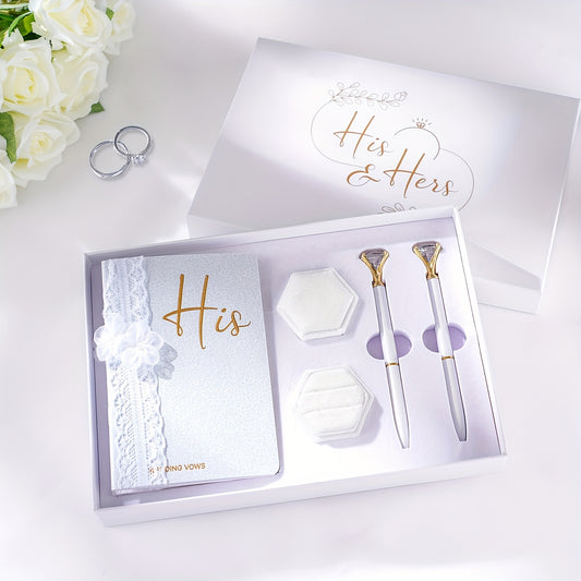 Wedding Vow Books His And Hers Deluxe Package, with Gold Foil Lettering and Lace Cover, Wedding Notebook for Bride to Write Your Oath Wedding Stuff, Wedding Registry Gifts, Bride And Groom Gifts Bee's to Find