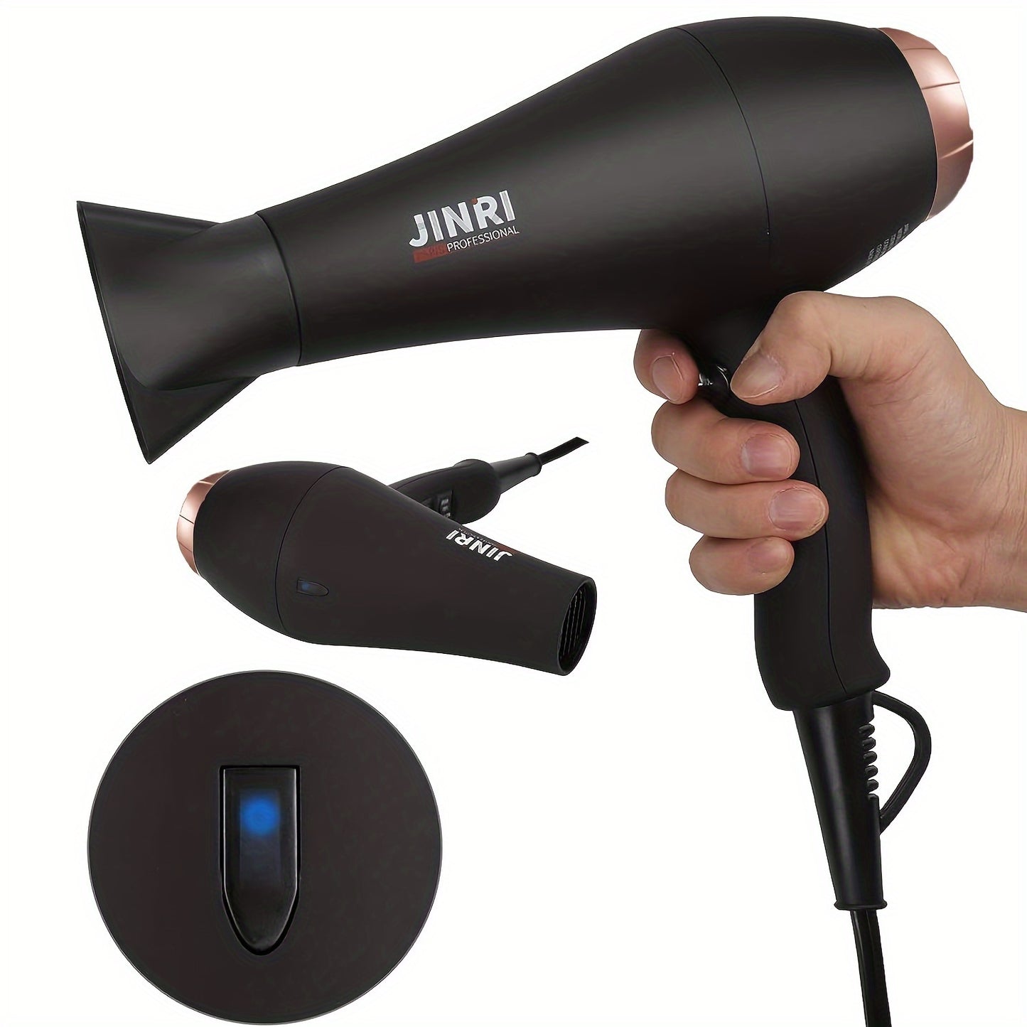 JINRI Hair Dryer 1875W, Negative Ionic Fast Dry Low Noise Blow Dryer, Professional Salon Hair Dryers With Diffuser, Concentrator, Styling Pik, 2 Speed And 3 Heat Settings, Mother's Day Gift Bee's to Find