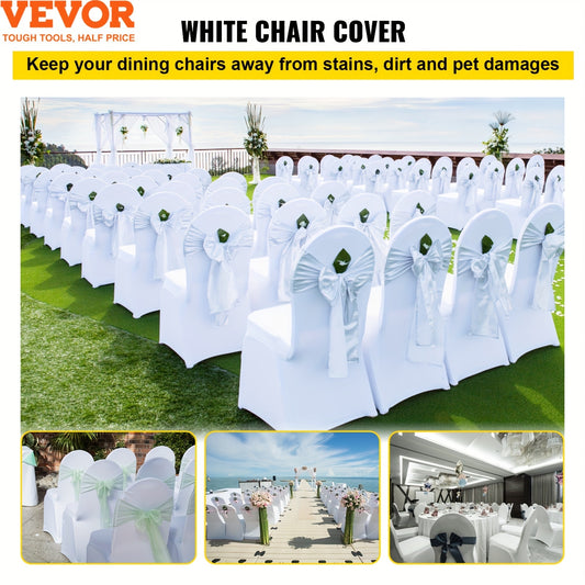 VEVOR 50 Pcs White Chair Covers Polyester Spandex Chair Cover Stretch Slipcovers for Wedding Party Dining Banquet Chair Decoration Covers Bee's to Find