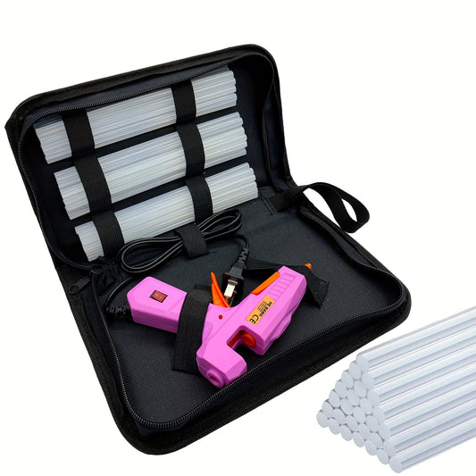 1 set 30pcs Crafts and Home Repair Hot Glue Gun Kit - Mini Hot Melt Glue Gun with Carrying Case and 30watts Power - Includes Glue Sticks - Perfect for DIY Arts and School Projects - Pink Bee's to Find