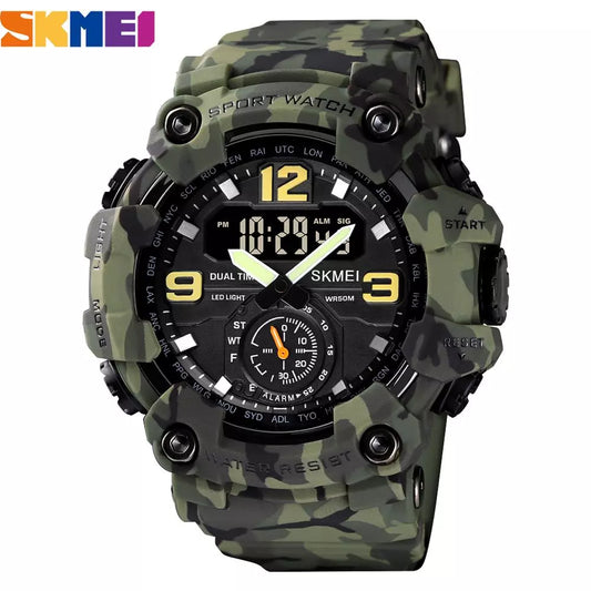 Vintage Men Military Watch 50m Waterproof Wristwatch SKMEI Top Brand Casual Sport Style Digital Clock PU Band Watch Men Original - Bee's to Find