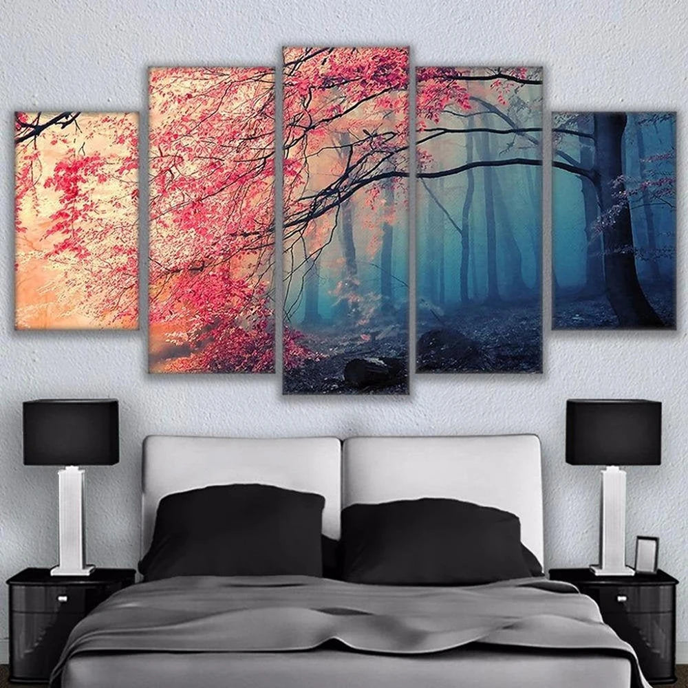 Wall Art Canvas Landscape Cherry Blossom Tree Poster Painting Modern Decor For Living Room Picture Print Bedroom Home Decoration - Bee's to Find