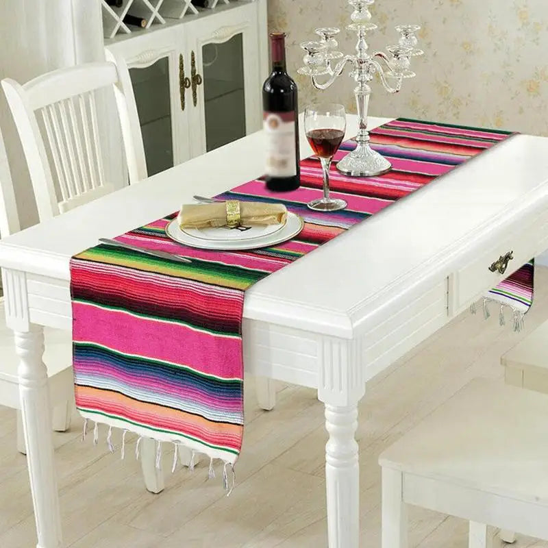 1 Pc 35*215cm Cotton Table Flag Mexican Style Tablecloth Wedding Decoration Party Supplies Birthday table decoration - Bee's to Find