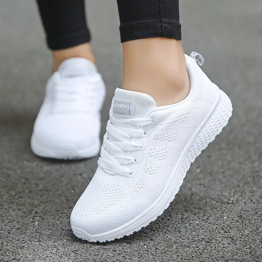 Women Casual Shoes Fashion Breathable Walking Mesh Flat Shoes Sneakers Women 2021 Gym Vulcanized Shoes White Female Footwear - Bee's to Find
