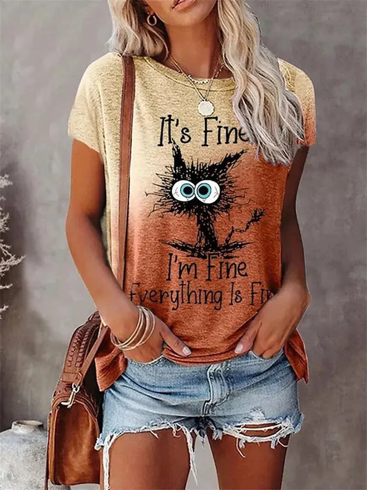 Summer Cartoon Cats Fine 3D Print T-shirts Women Streetwear Casual Fashion Short Sleeve T Shirt O-neck Kids Tees Tops Clothing - Bee's to Find
