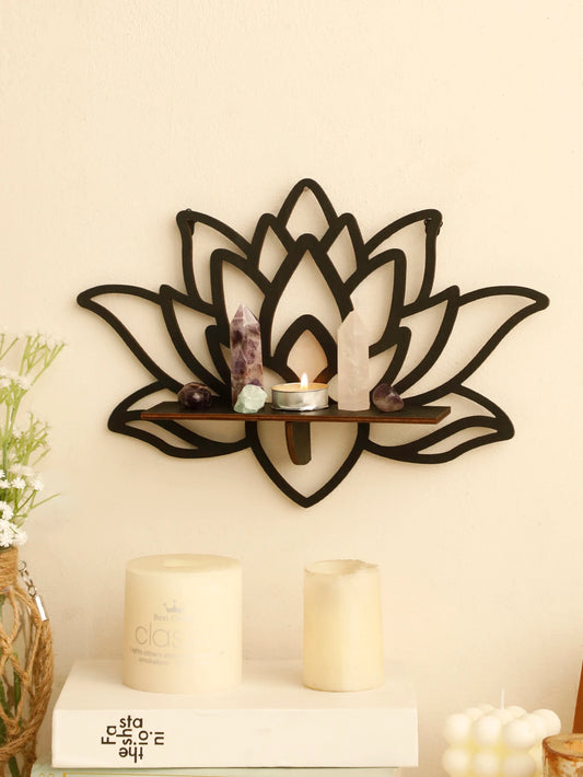 1 Pc Lotus Crystal Shelf Display Essential Oil Rack Candles Stone Floating Wall Shelf Modern Home Decoration Wall Decor Gift - Bee's to Find