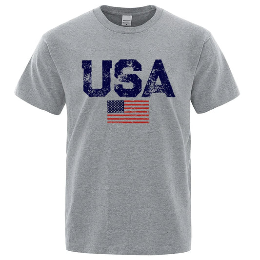 Vintage Usa Flag Street Print Male T Shirts Hip Hop Street Tshirt Summer Casual Cotton Tops large size Breathable Tee Clothes - Bee's to Find