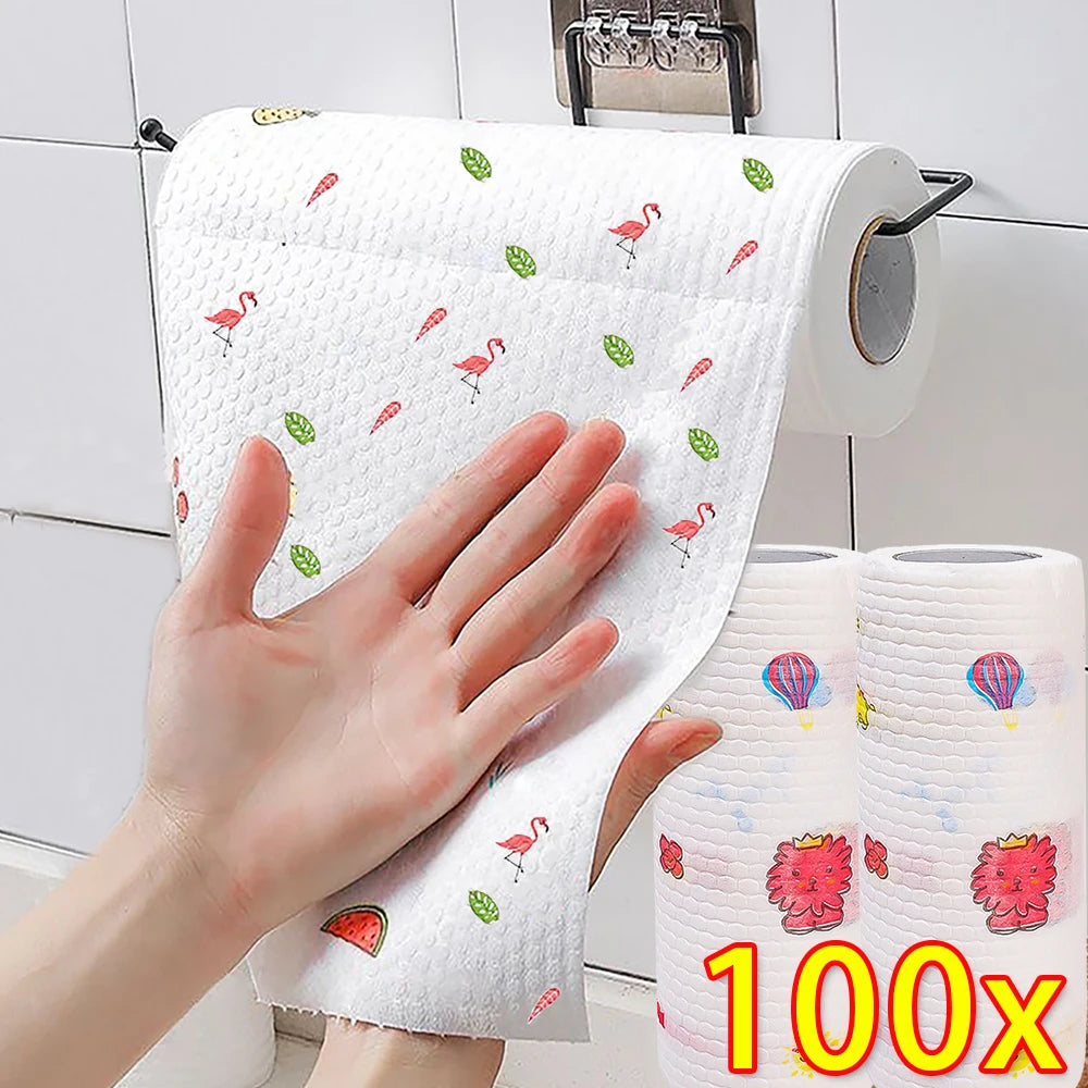 100/50Pcs Disposable Dish Rags Reusable Non-woven Dish Cloth Rag Washable Towels Non-stick Oil Dishcloths Wipes Kitchen Supplies - Bee's to Find
