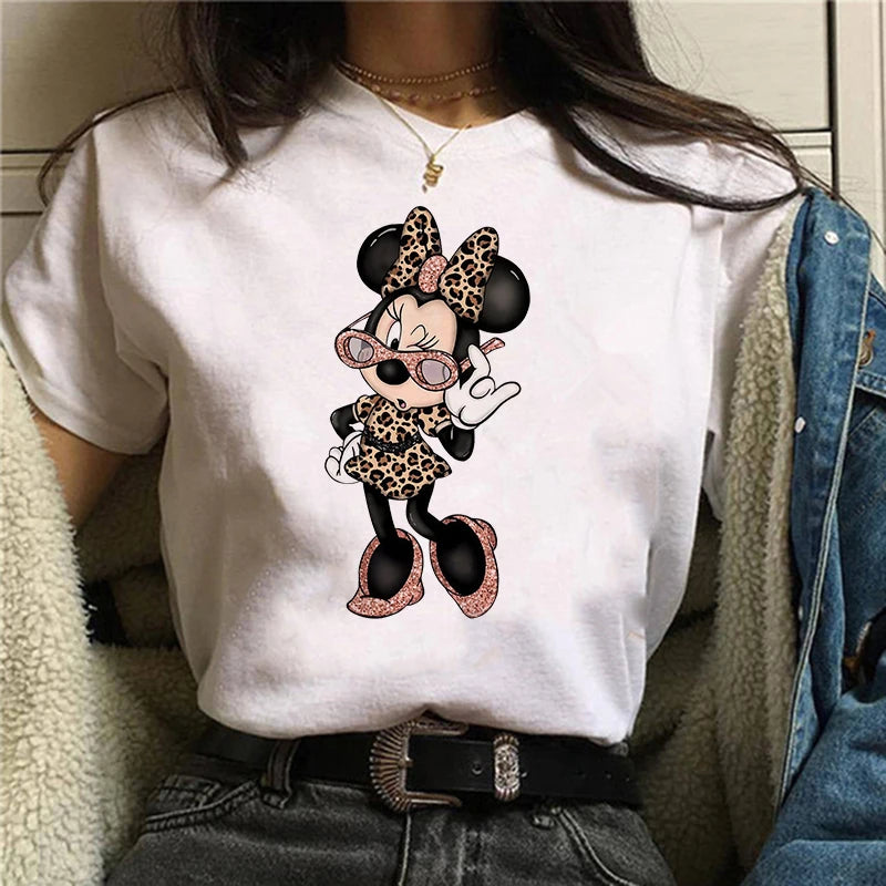 Tshirt Mickey 90s Y2k Minnie Mouse Hat Print T-shirt Women Fashion T Shirt Female Clothes Kawaii Disney T Shirt - Bee's to Find