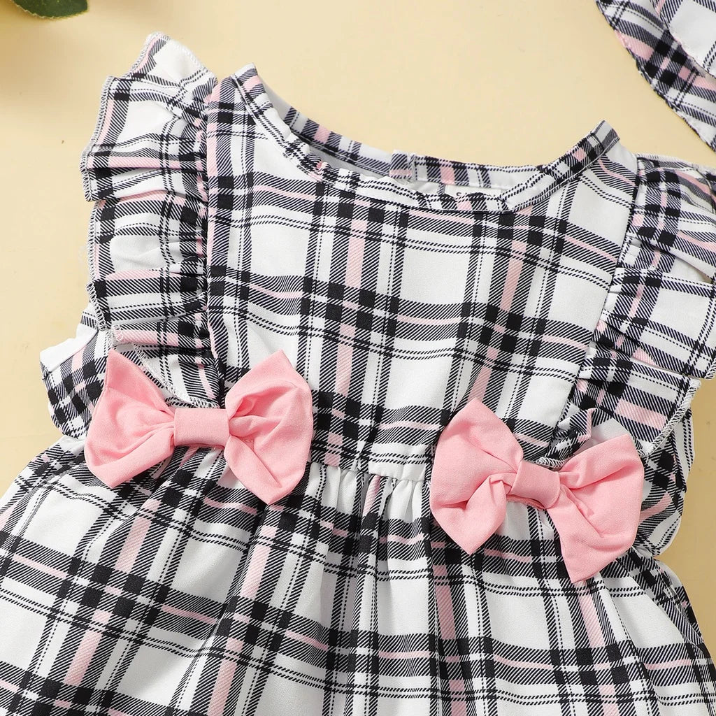 0-18Months Newborn Baby Girl Clothes Cute Plaid Design Summer Romper +Hat 2Pcs Suit Fashion Holiday Clothing For Toddler Girl - Bee's to Find
