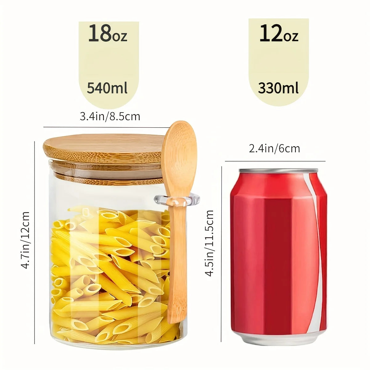 18oz Airtight Glass Jars With Lids And Spoons, Candy Jars With Lids, Clear Spice Jars, Small Food Storage Containers - Bee's to Find
