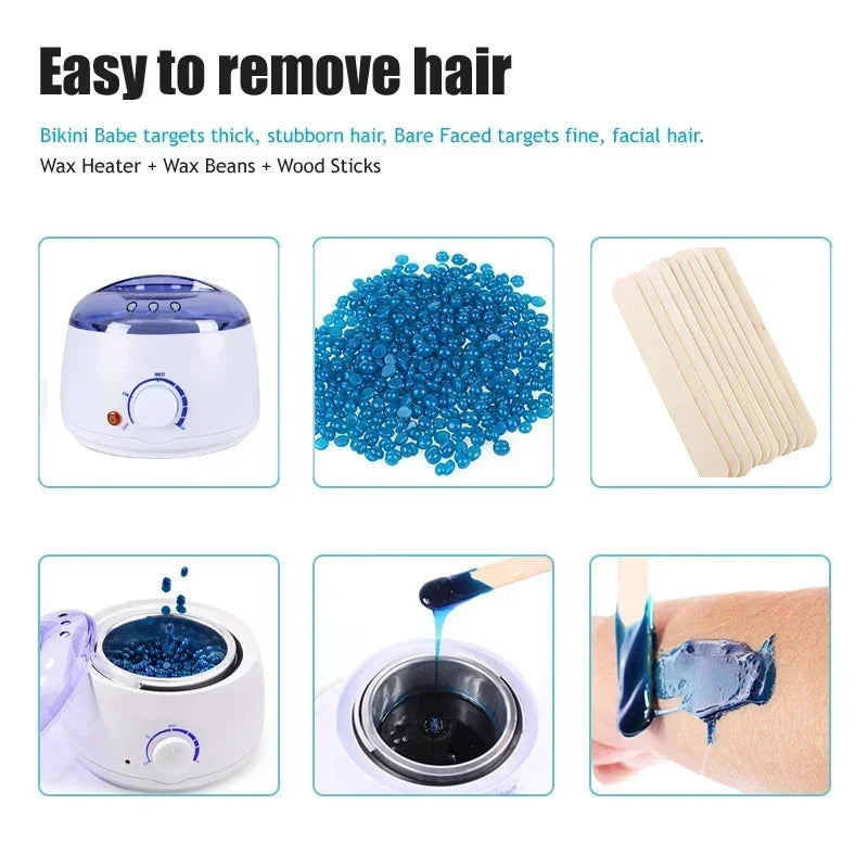 Wax Heater Machine Kit for Hair Removal Depilatory Epilator Wax Warmer Waxing Beans Heating Wax-melt Pot Full Body Hair Remove - Bee's to Find