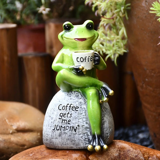 1pc resin patio lawn decoration desktop balcony home furnishings cartoon animal frog statue garden - Bee's to Find