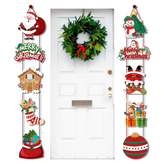 10Pcs Elk Santa Claus Decorative Couplet Merry Christmas Door Banner Decoration Christmas Hanging Ornaments Party Home Decor Bee's to Find