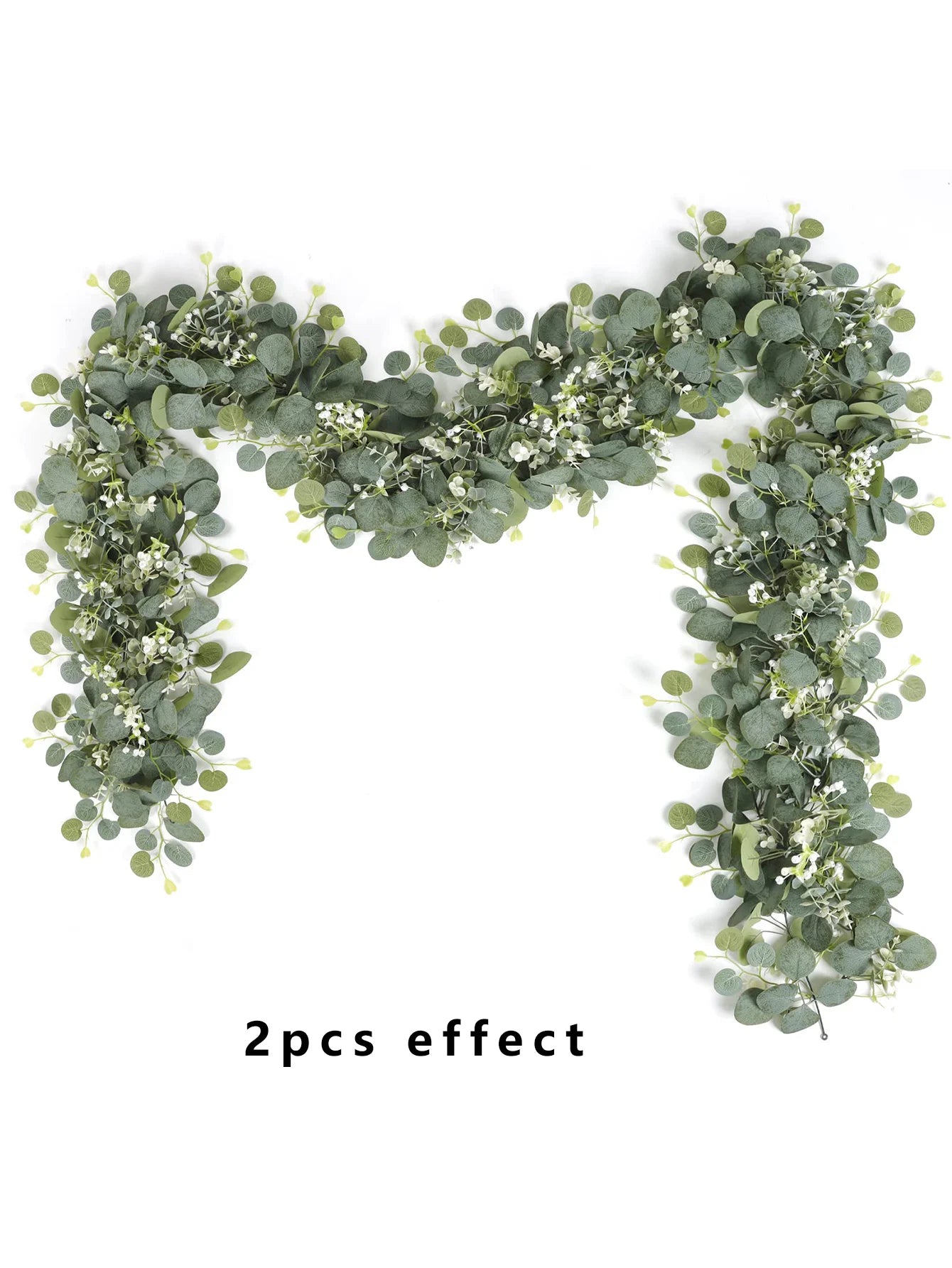 1pc Artificial Eucalyptus Leaves Greenery Garland Faux Plant Spring Vines with White Flowers Berries for Wedding Home Party Deco - Bee's to Find