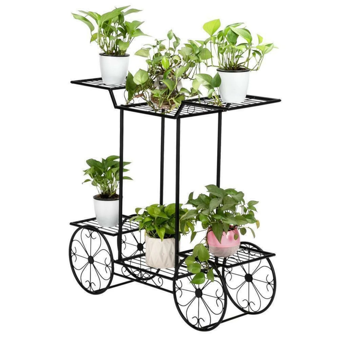 US  Metal Outdoor Indoor Potted Plant Stand Garden Decorative Flower Stand Wrought Iron Black- - Bee's to Find