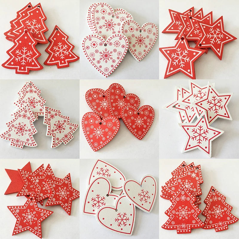 10pcs Christmas Wooden Ornaments DIY Xmas Tree Hanging Pendants Decoration For Home New Year Wedding Party Decor Supplies Bee's to Find