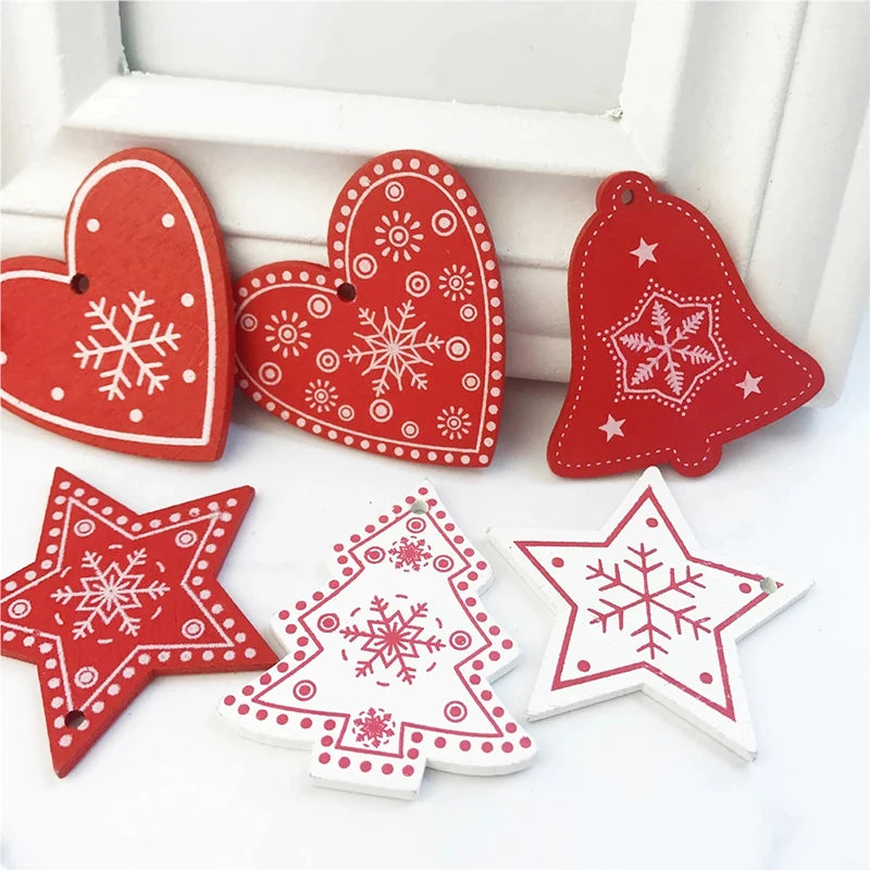 10pcs Christmas Wooden Ornaments DIY Xmas Tree Hanging Pendants Decoration For Home New Year Wedding Party Decor Supplies Bee's to Find