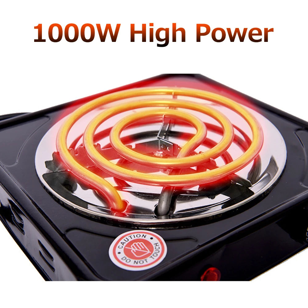 1000W Iron Burner Electric Stove Hot Plate Portable Kitchen Cooker Coffee Heater Milk Soup Durable Asjustable Quick - Bee's to Find