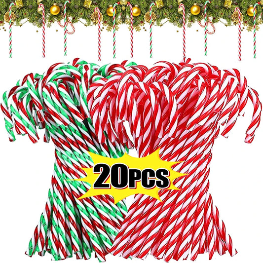 10/20Pcs Christmas Candy Canes Xmas Tree Acrylic Crutch Hanging Pendant Ornaments New Year Party Home Decoration Kids Toy Gifts Bee's to Find