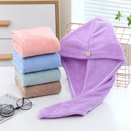 Women Long Hair Quick-Dry Hair Towel Soft Microfiber Towels Shower Cap Towel Bath Hats for Women Dry Hair Cap Lady Turban Head - Bee's to Find