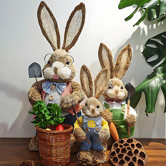 1/2Pcs Easter Cute Straw Bunny Decorations Rustic Home Decoration Party Tabletop Decorations Craft Decorations - Bee's to Find