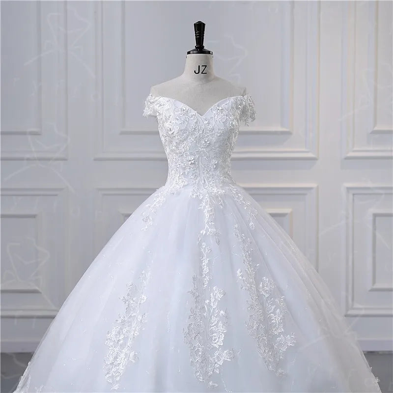 Vestido De Noiva Simple Light Wedding Dress Elegant Lace Boat Neck Luxury Ball Gown Real Photo Robe De Mariee Plus Size Bee's to Find
