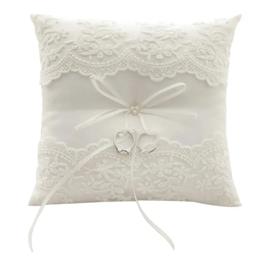 White Lace Wedding Ring Pillow Alliance Bridal Ring Bearer Pillow Cushions Wedding Marriage Ceremony Decoration Supplies