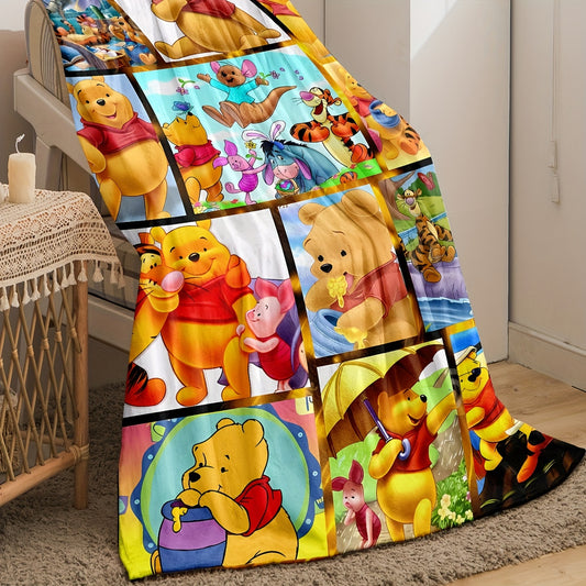 1pc Digital Printed Blanket Winnie The Pooh And His Friends, Anime Pattern Shawl Blanket Warm Cozy Soft Blanket For Bedroom Living Room Office Travel Rest Warm Bee's to Find