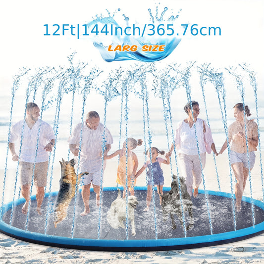 1pc 12ft Extra Large Non Slip Splash Pad, Thicken Sprinkler Pool, For Summer Water Fun, Outdoor Backyard Fun - Bee's to Find
