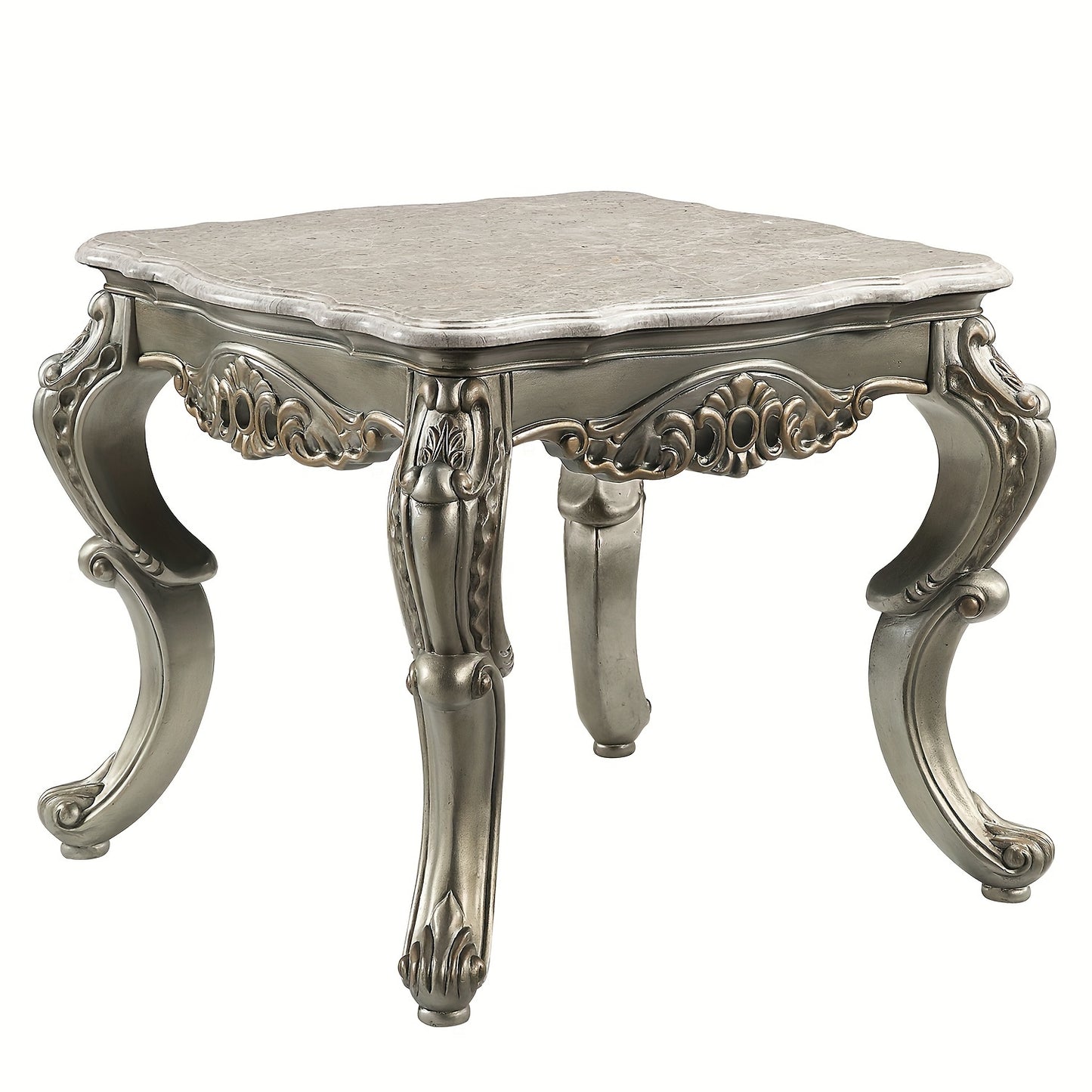 (28*28*24in)ACME Miliani End Table, Natural Marble & Antique Bronze Finish LV01784  (Antique Bronze)(55lb) Bee's to Find