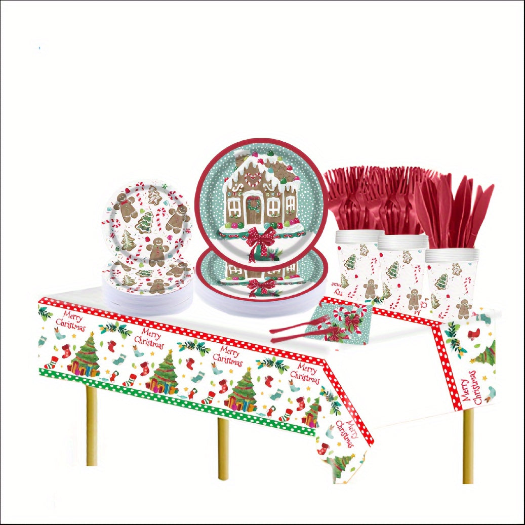 150 Pcs Gingerbread Party Paper Dinner Plates Tablewares and Napkins, for Christmas Holiday and Winter Party, 25 Set Gingerbread Cookies, Gumdrops, and Peppermints Party Plates, Perfect for Christmas Holly Party, US Express Delivery Bee's to Find